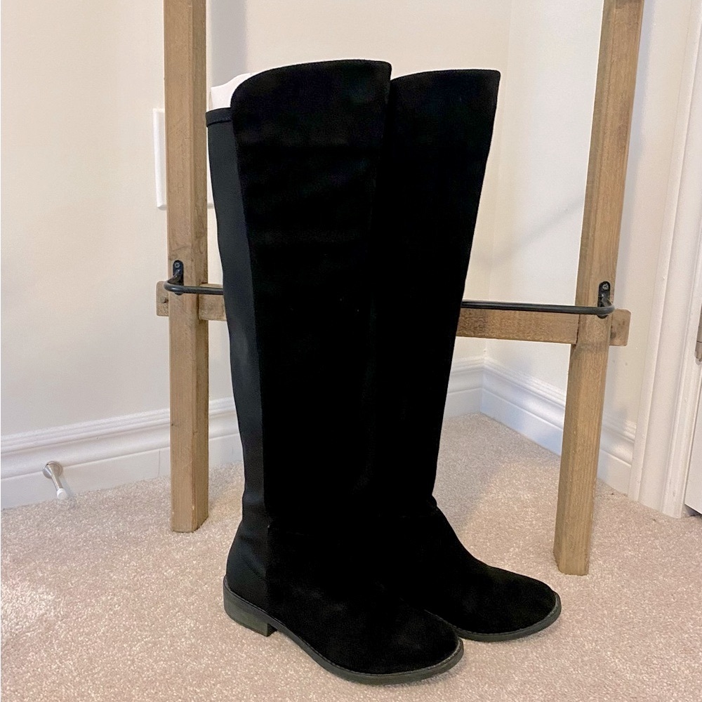 Zigi Soho Black Faux Suede Knee High Boots